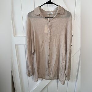 NWT COBBLESTONE LIVING WOMEN’S TUNIC TOP LONG‎ SLEEVE LIGHTWEIGHT BEIGE SIZE S/M